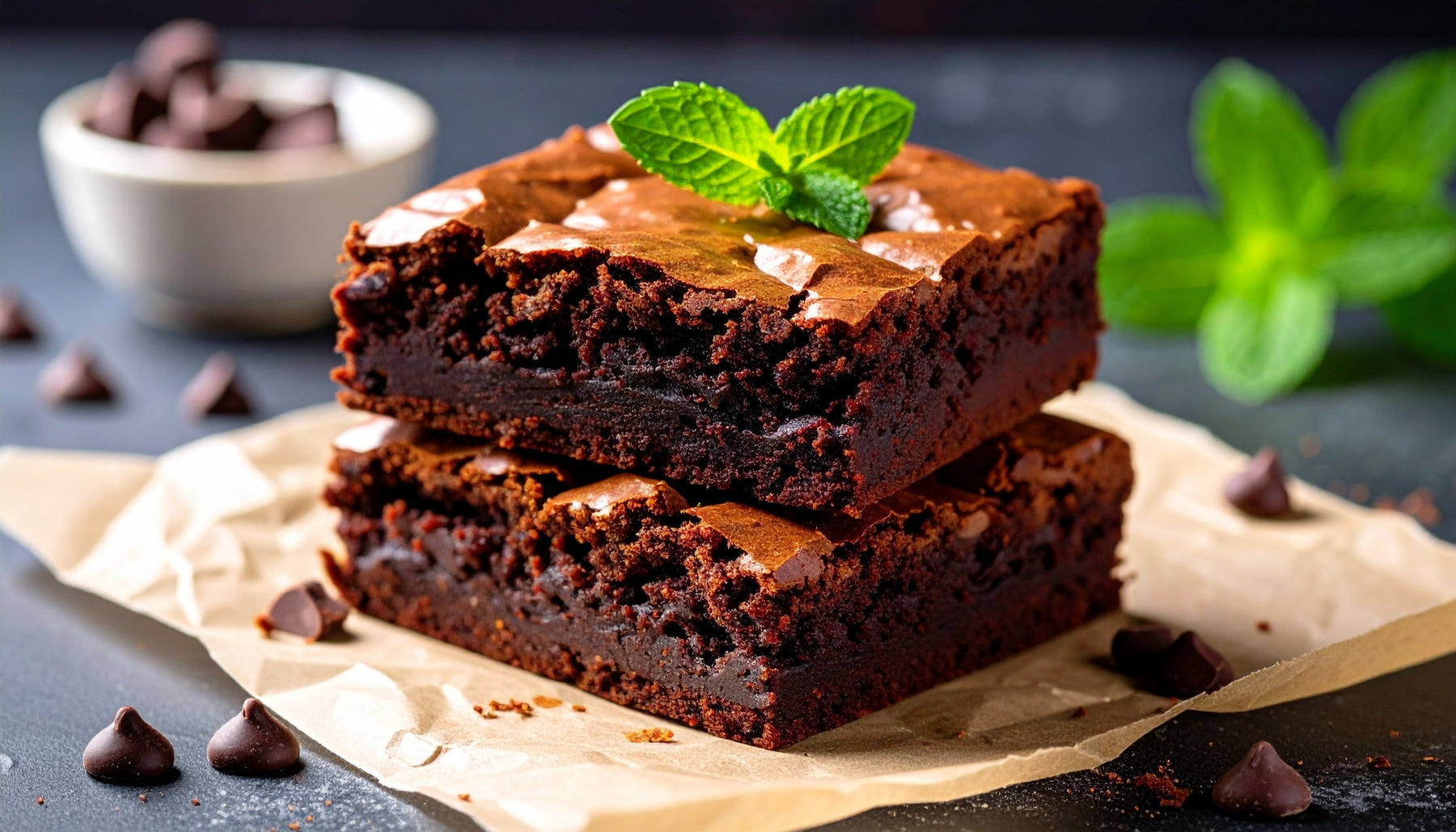 Fudgy black bean chocolate brownies on bench