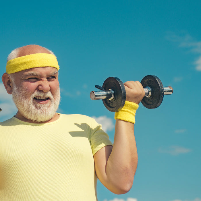 Male lifting weights