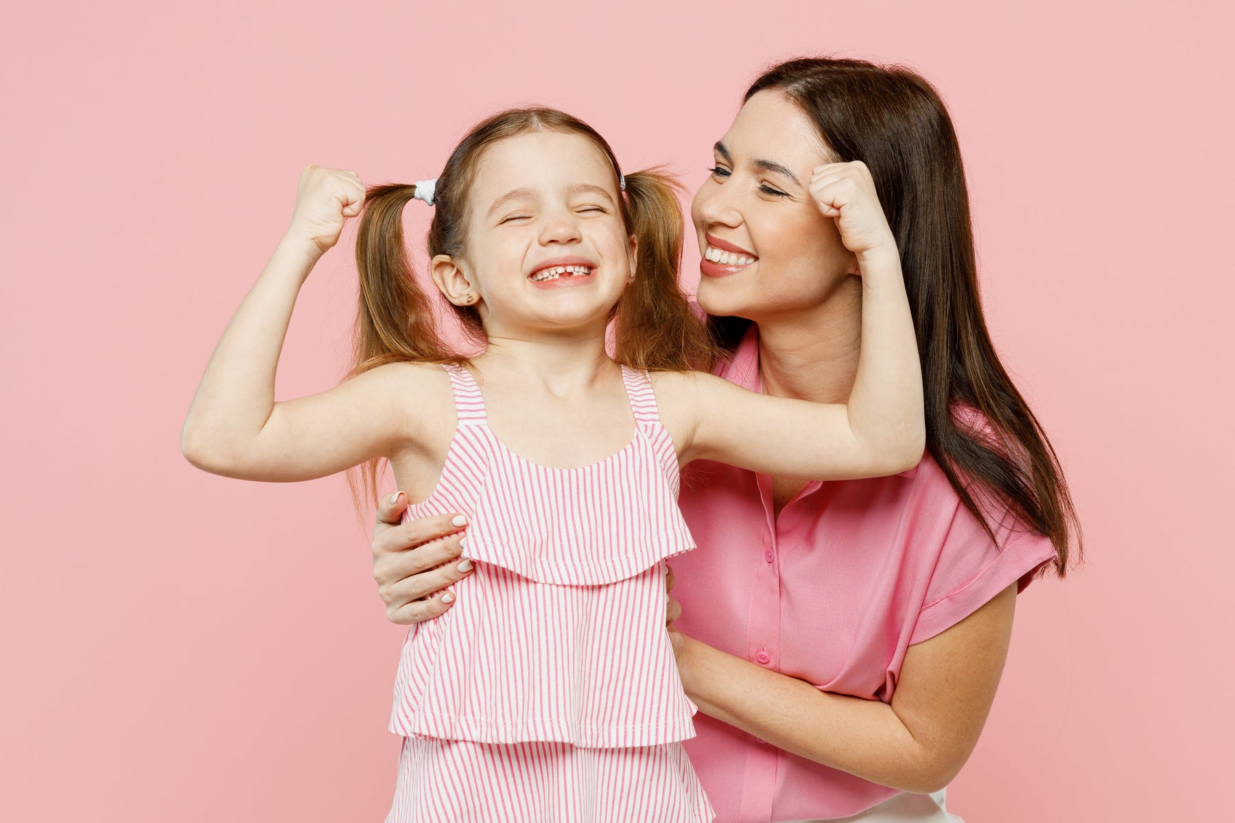 Happy mum and young daughter