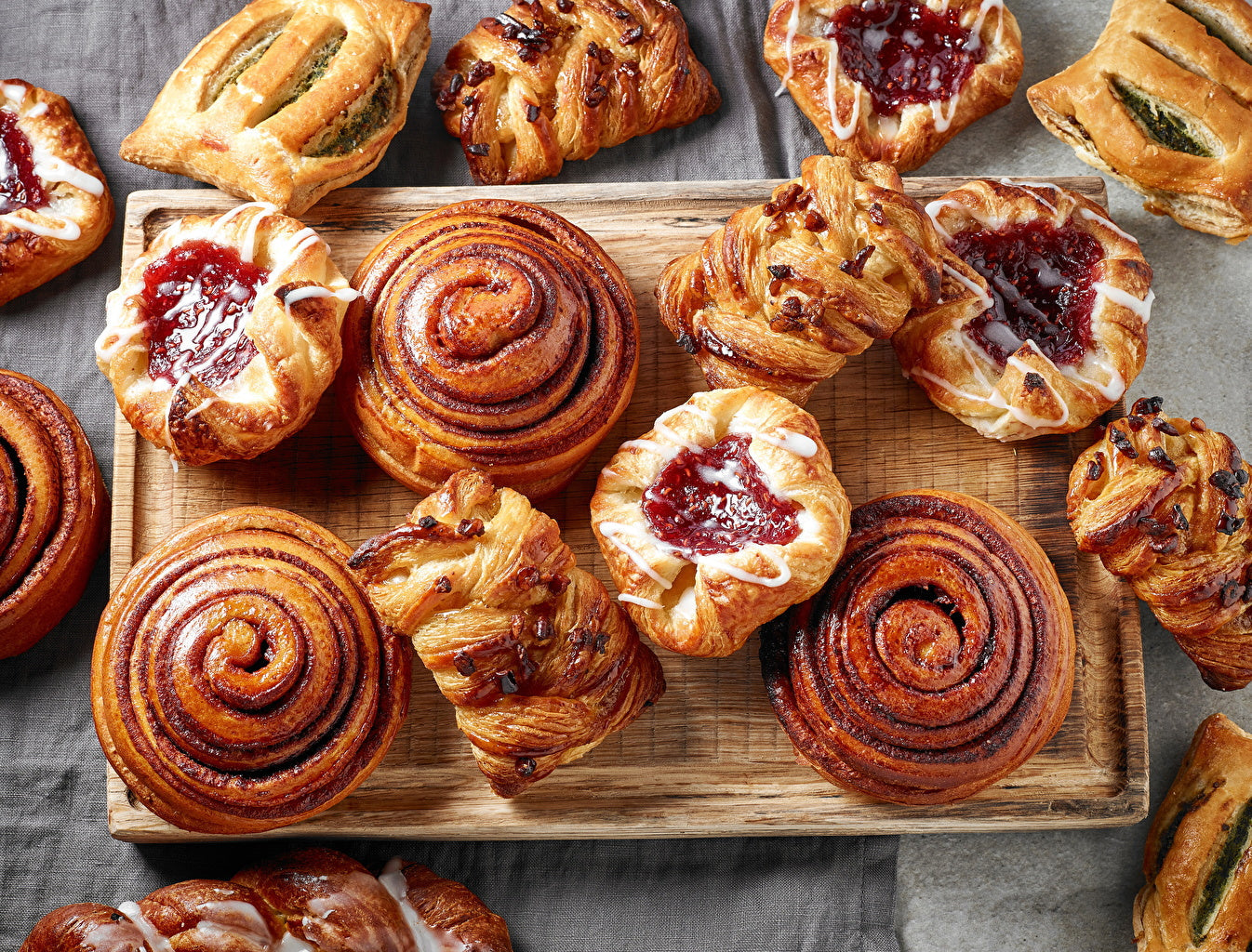 delicious pastries on kitchen bench