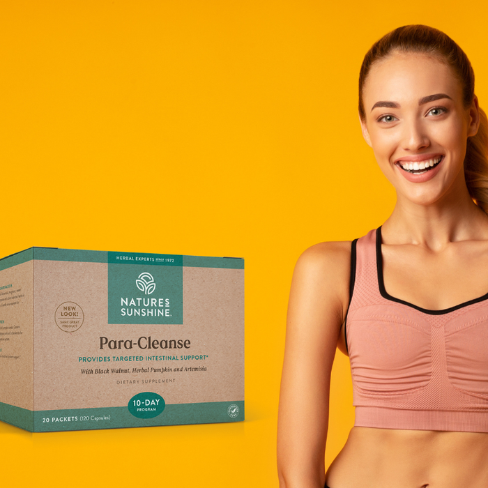 Healthy women next to a Natures Sunshine ParaCleanse Kit