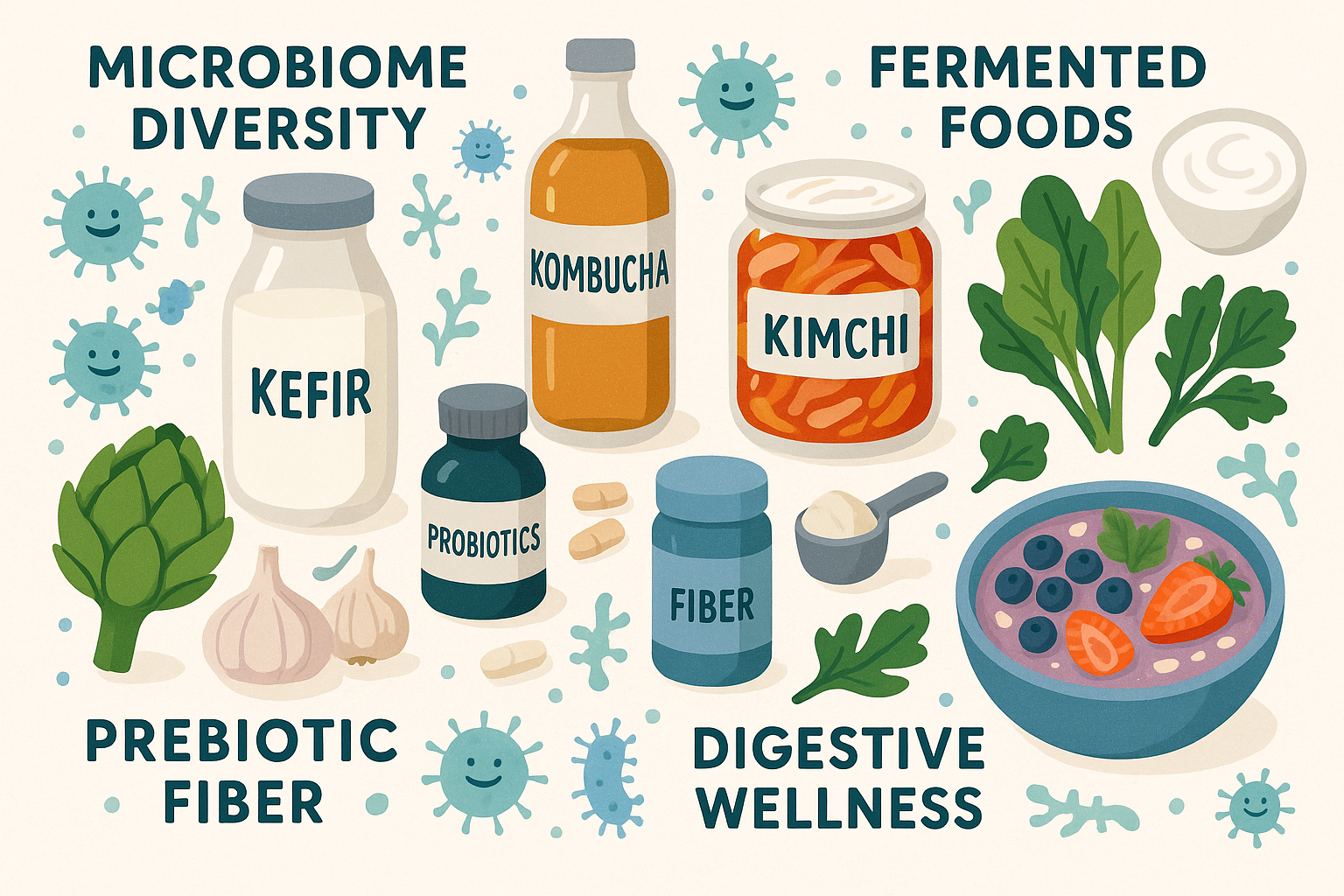 Selection of gut healthy foods