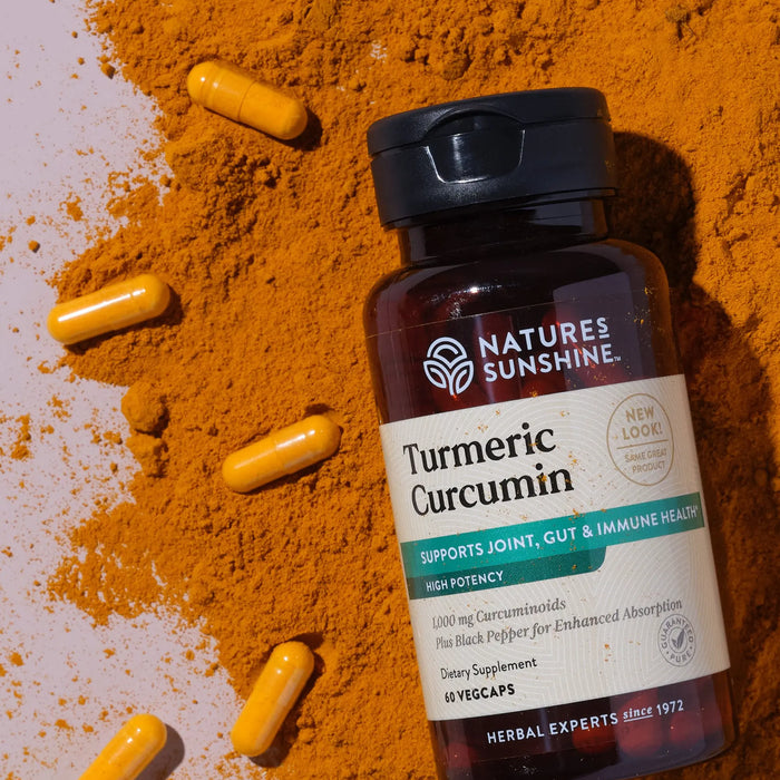 Bottle of Natures Sunshine Turmeric Curcumin